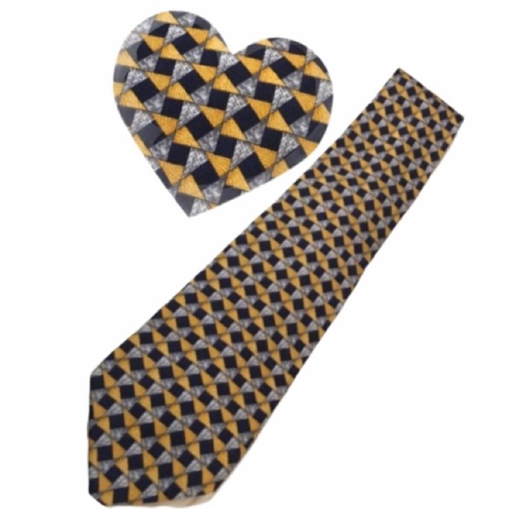 Fumagalli's Squares & TrianglesTie Navy, Yellow